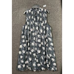 Joie Baltic Print Dress Womens Size M Navy Sleeveless Smocked Neck Casual Flowy